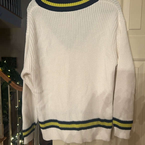 The Upside White and Blue V-Neck Sweater - Picture 3 of 4